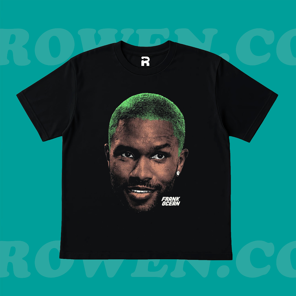 ROWEN.CO | KAOS BAJU FRANK OCEAN FACE | T-SHIRT OVERSIZE HITAM STYLE Y2K VINTAGE BOOTLEG GRUNGE SKEN