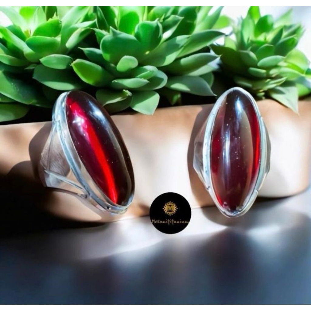 Cincin batu merah siam Model pandan (Ring Monel)