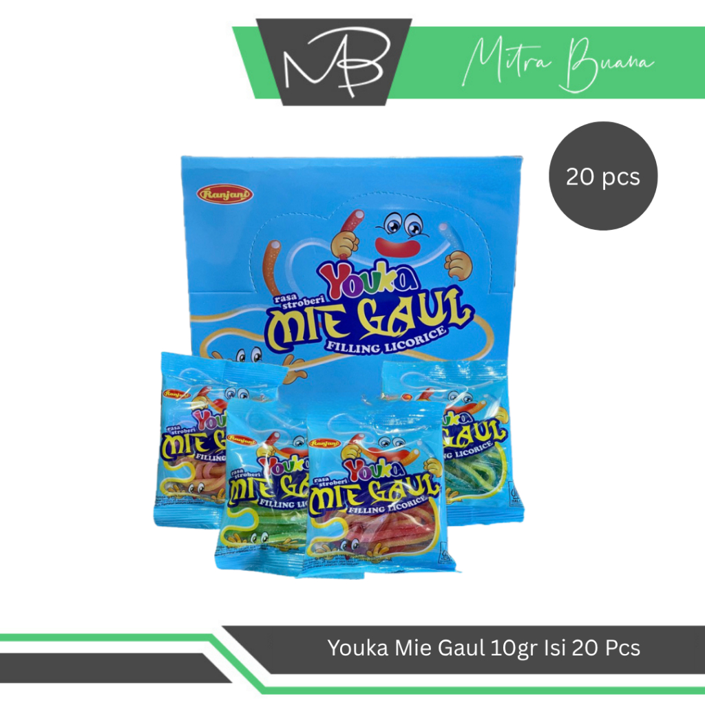 

Ranjani Youka Mie Gaul Isi 20 Pcs x 10gr - Permen Kenyal Berbentuk Lucu Enak Murah