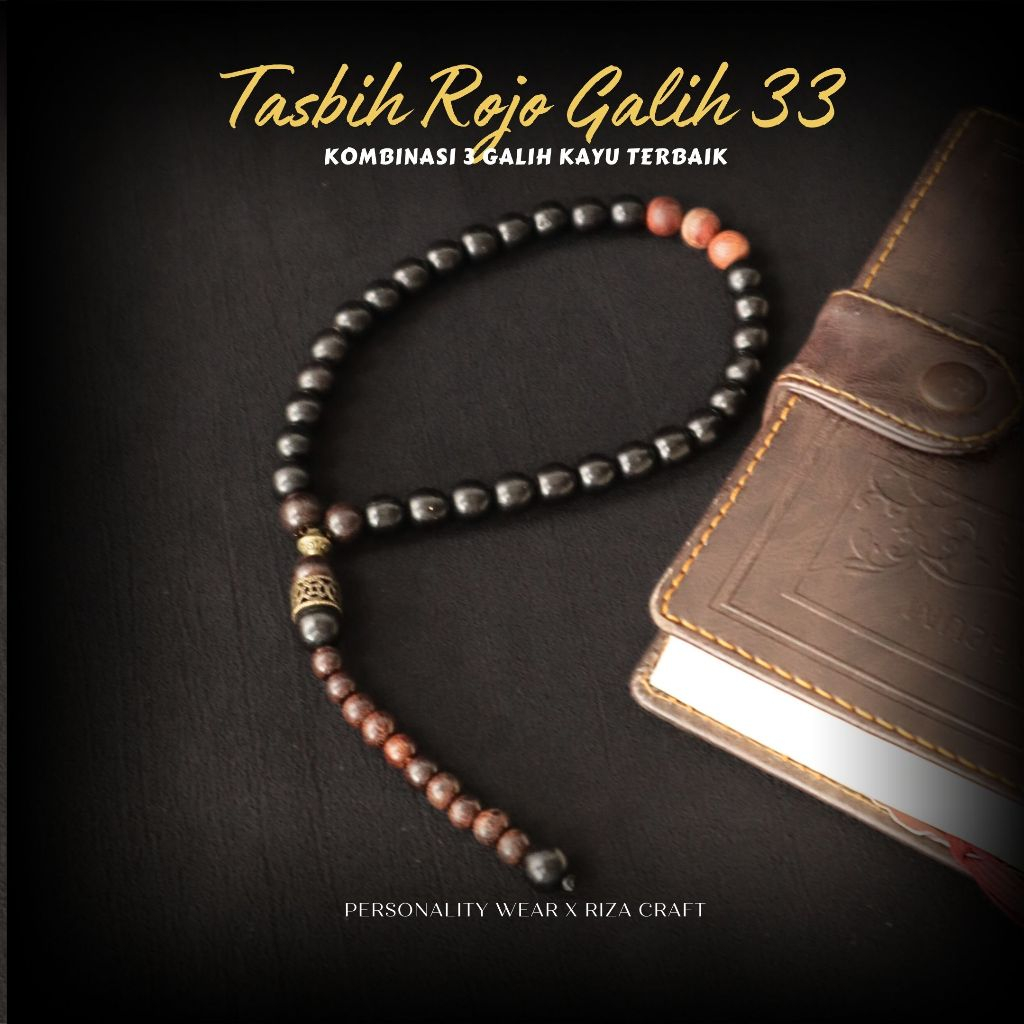 Tasbih Kayu Galih Kelor Hitam Jawa mix Galih Asem Nagasari Cirebon dan Kokka Kaokah ASLI 100% 33 But