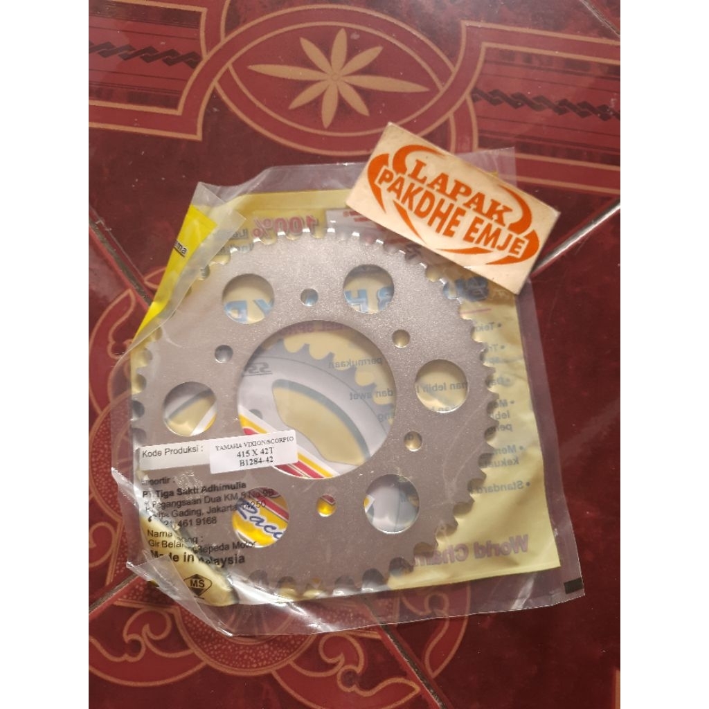 GEAR BELAKANG SSS 415 42 VIXION SCORPIO BYSON R15 JUPITER MX KING XABRE ORIGINAL SSS TIPIS GER GIR O
