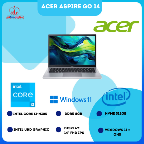 ACER ASPIRE GO 14 CORE I3 RAM 8 PENYIMPANAN 512GB