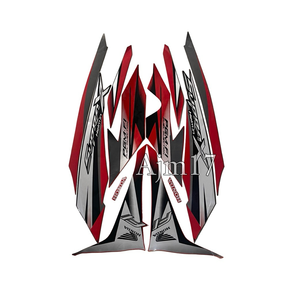 STIKER STRIPING MOTOR SUPRA X HELM IN FI 2012MERAH