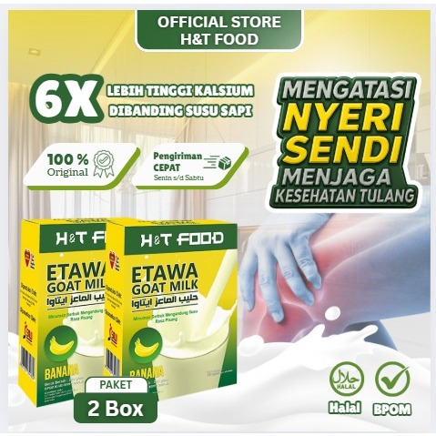 

[H&T Food] Etawa Goat Milk Banana Paket 2 Box - Susu Kambing Etawa Rasa Pisang 200gr Tinggi Protein & BPOM
