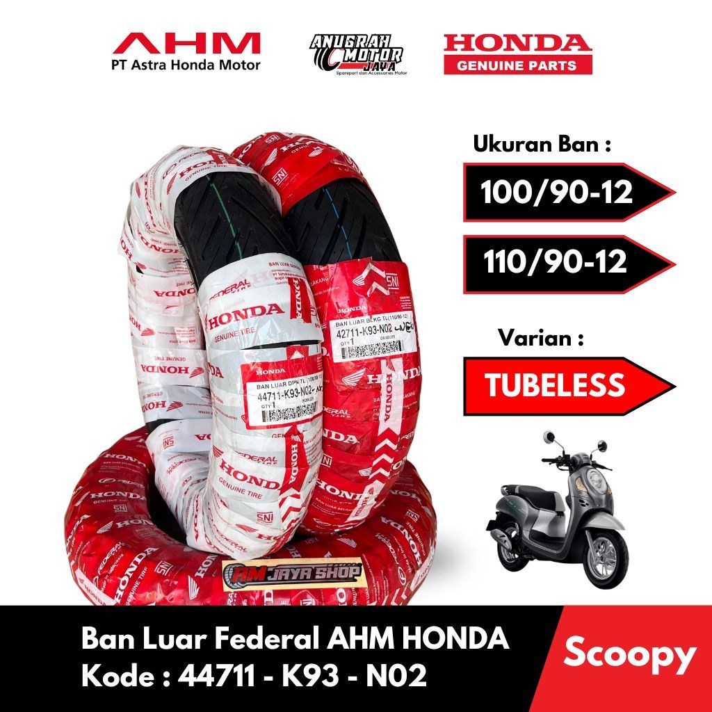 BAN LUAR TUBELESS SCOOPY GENIO | Ban Ring 12 Federal K93 AHM Honda
