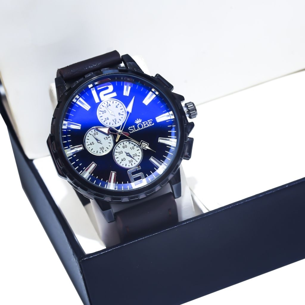 SLOBE Jam Tangan Pria Kulit Analog Free (3 Box Kode 2.8