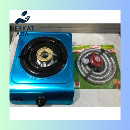 BA Paket Set Kompor Gas 1 Tungku UTU / GSF / PROGAS & Selang Kamikawa Komplit
