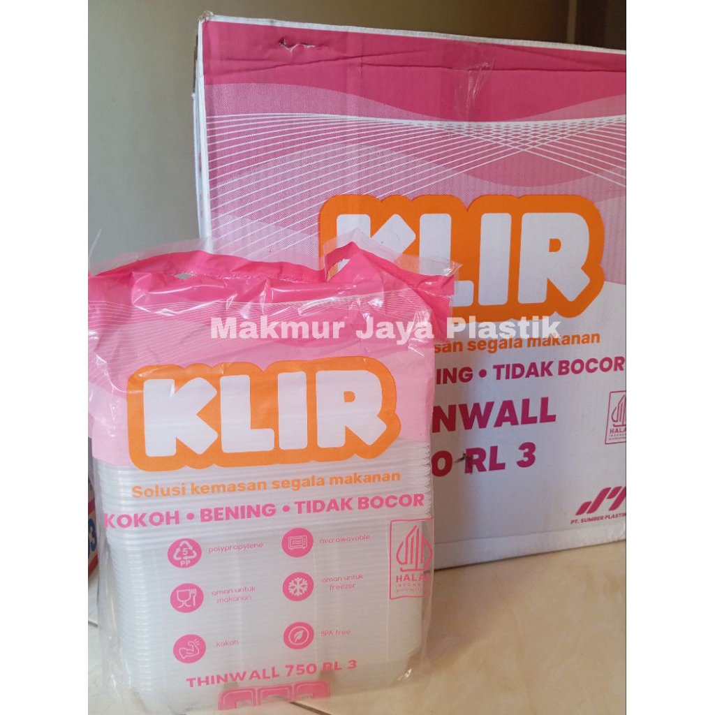 (1 Dus 300 pcs)Thinwall Klir Sekat 3 RL 3/Thinwall Klir RL 3/Thiwall Klir Rec Long 3/Thinwall 3 Seka