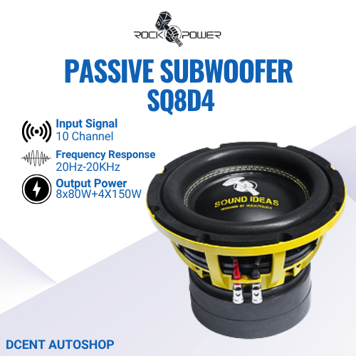 Subwoofer Passive Rockpower SQ8D4 - Subwoofer 8 Inch - Subwoofer Pasif Mobil - Audio Mobil - 100% Or