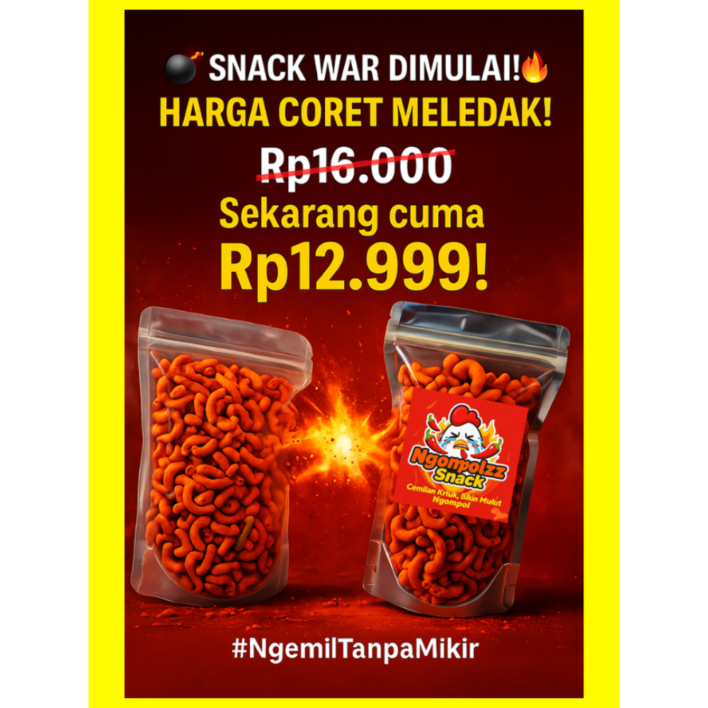 

Ngompolzz Makaroni Pedas Daun Jeruk 100gr+50gr | Snack Krispi Gurih Pedas Kekinian | Ziplock Aluminium Foil