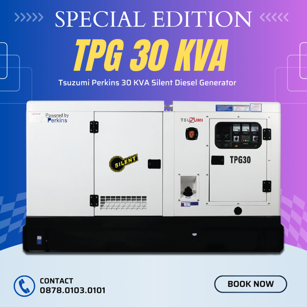 Genset Diesel 30 KVA Silent 3 Phase Tsuzumi Perkins TPG 30 Japan Technology Hanya Invoice