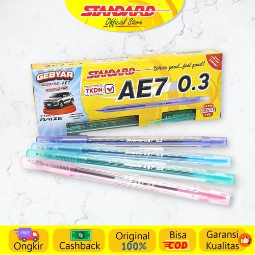 

Standard - Pulpen AE7 0.3 ( Alat Tulis / Pen / Ballpoint / Pena ) - Tinta HItam - Body Tinted, Isi 12 Pcs