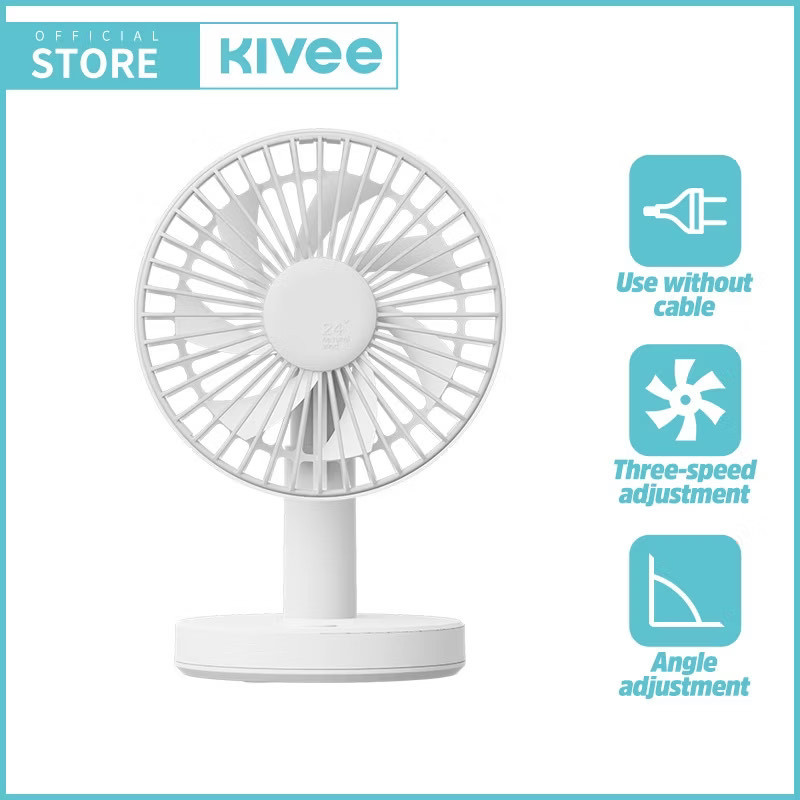 Kipas Angin Meja Portable Table Mini Fan Kivee Basike 1200mAh 8 inch