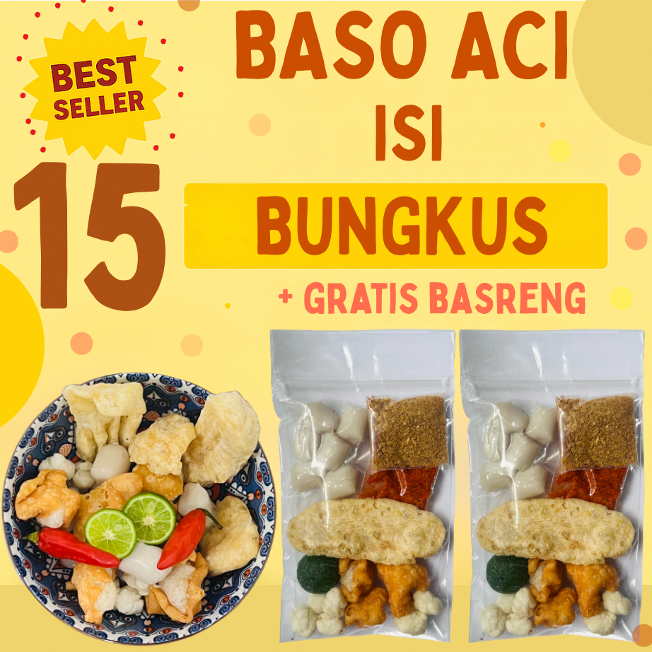 

BASO ACI 15 BUNGKUS + FREE BASRENG - Pedas Gurih, Cemilan Viral - Baso Aci 15pcs