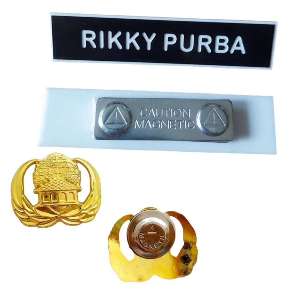 

Paket Pin Korpri dan Name Tag Magnet Akrilik / Papan Nama Magnet Peniti / lencana nama