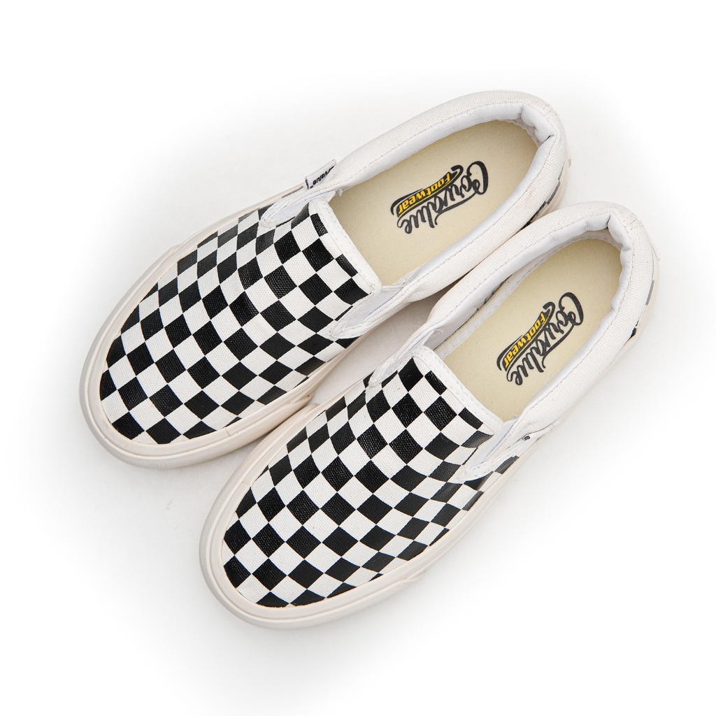 TERBARU CORVALUE - Sepatu Slip On CHEKERBOARD CorvalueFootwear Cornwall Offwhite CB Og