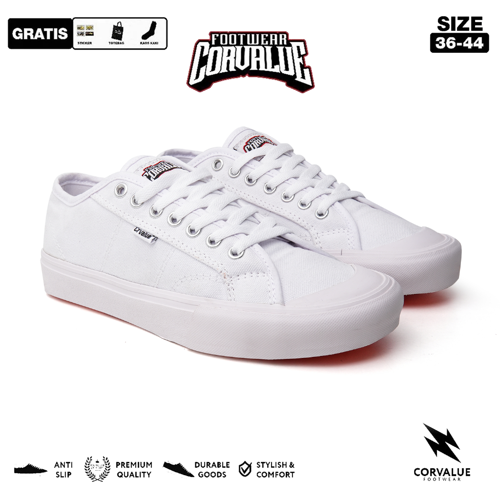 CORVALUE - Sepatu Sneakers Casual Corvalue Footwear Bolivia Fullwhite Original