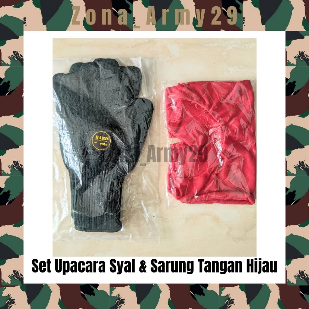Set Sarung Tangan Upacara & Syal Merah Upacara TNI AD | Set Upacara TNI AD