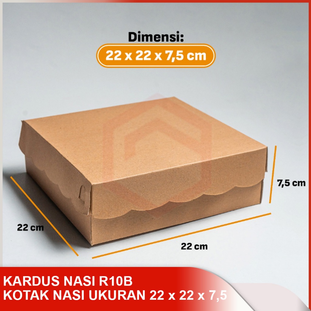 

(1 Pack/Isi 100 Pcs) Kotak Dus Kue / Dus Makanan R10 JUMBO Kraft (22 Cm X 22 Cm X 7,5 Cm) Non Laminasi