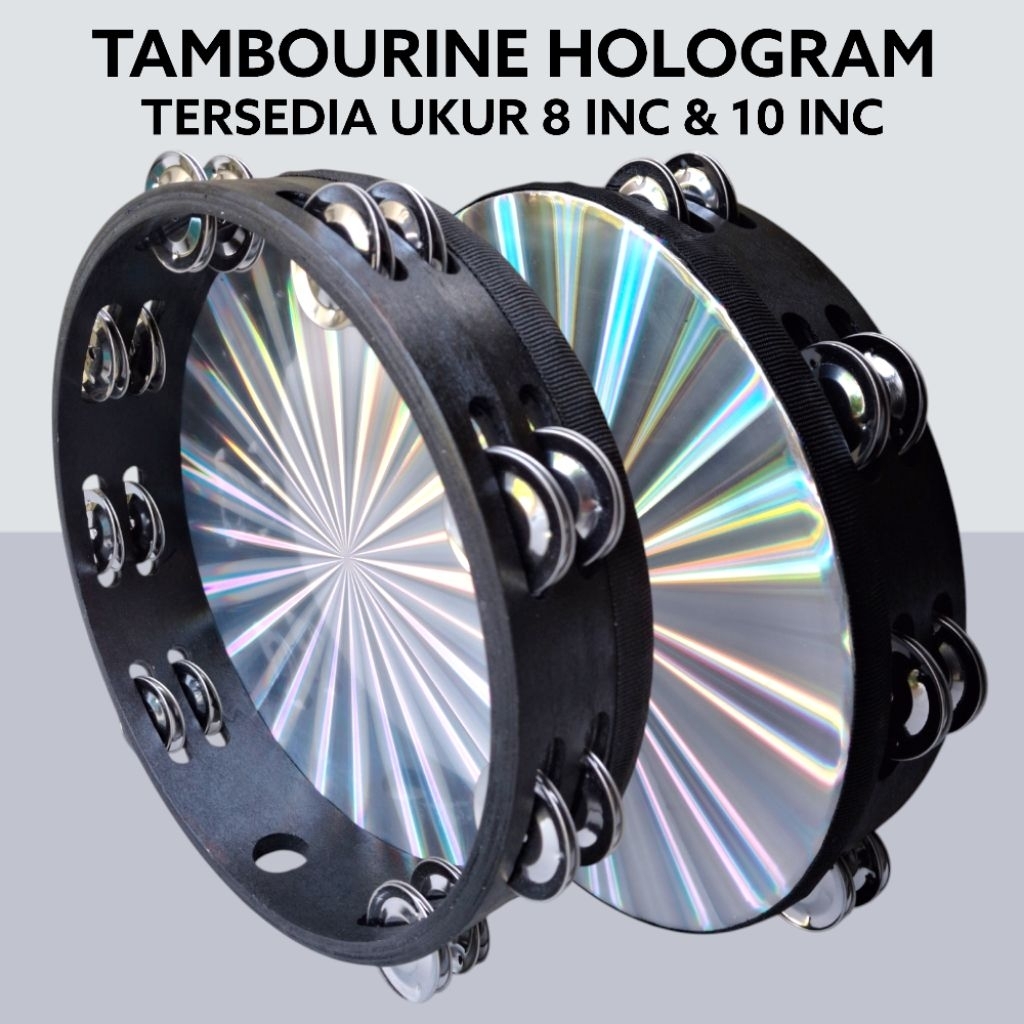 Alat Musik Tamborin Tambourine Hologram Kecrekan Tamborine