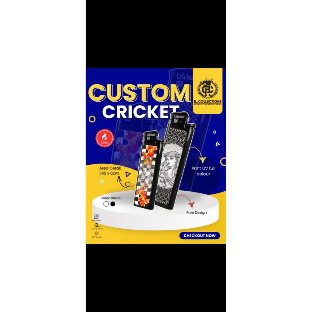 Korek Cricket / Souvenir Korek Cricket / Original SNI / Cricket Custom Full Colour / Cricket Cetak P