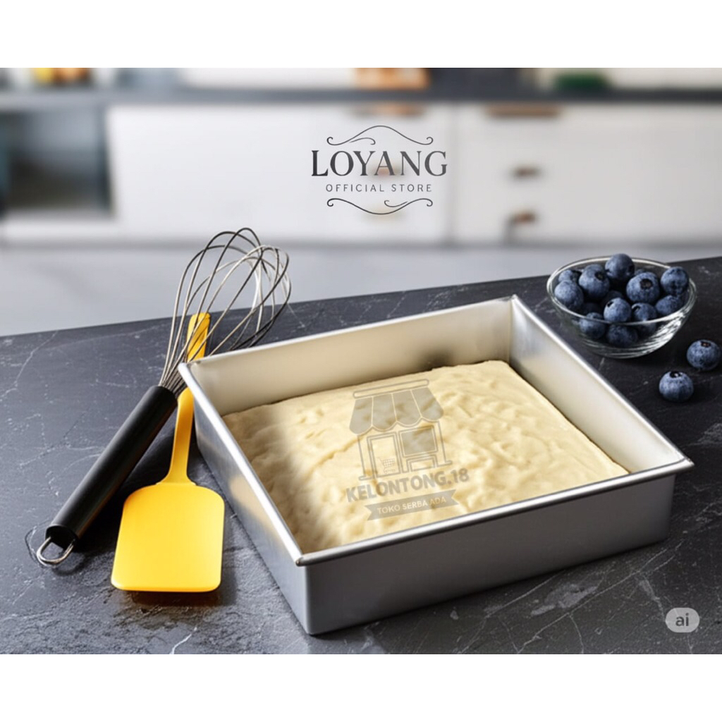 Loyang bolu kotak tinggi 4 cm size 14 16 18 20 22 24 - loyang kotak Alumunium - loyang kotak murah