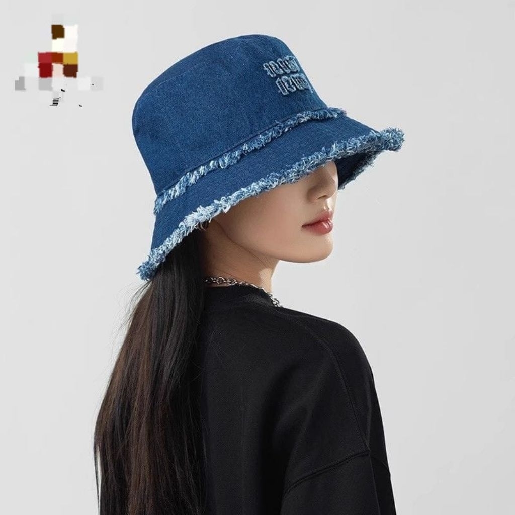Bucket hat Miu2 topi import premium Bahan jeans premium
