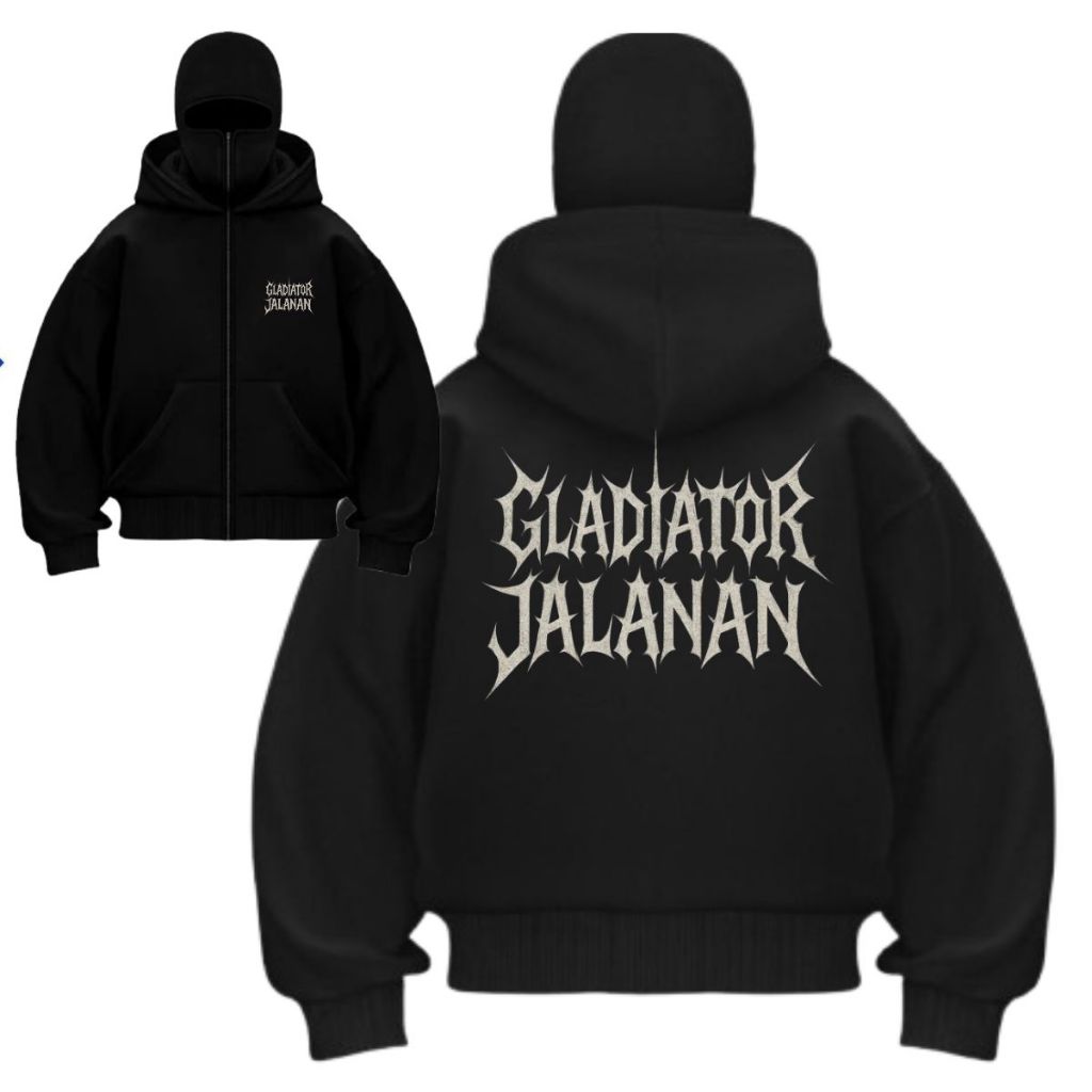 Jaket Sweater Hoodie Zipper Balaclava GLADIATOR JALANAN M-XL Original - Bisa Bayar Ditempat