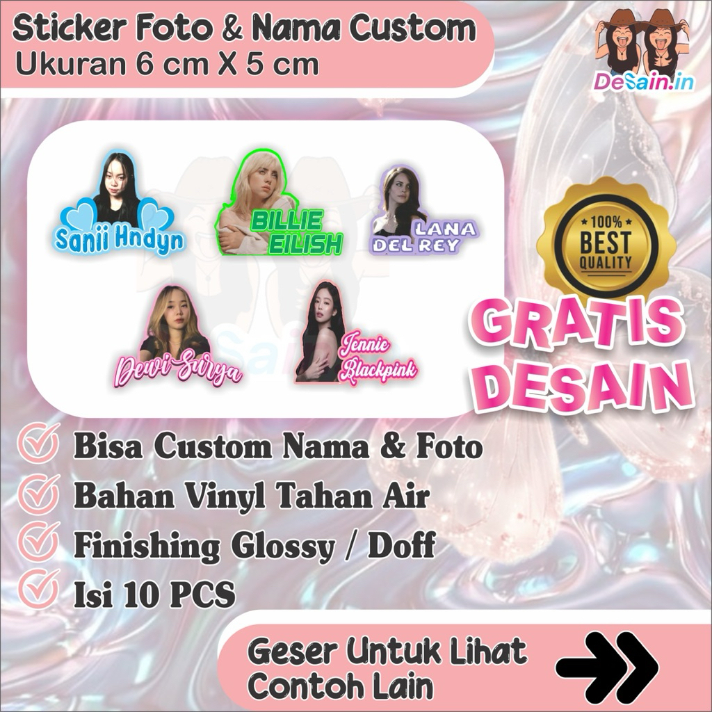 

STICKER CUSTOM NAMA PAKAI FOTO SENDIRI - STIKER WAJAH REQUEST - STIKER LUCU