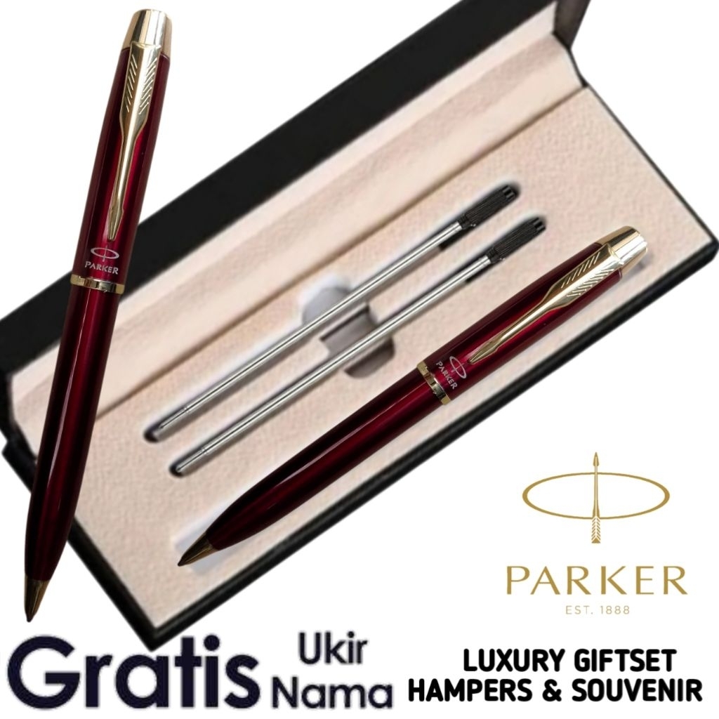 

Pulpen Mewah Giftset Pen 2 Refill Parker Hampers Hadiah Kado Gratis Grafir Nama/Logo