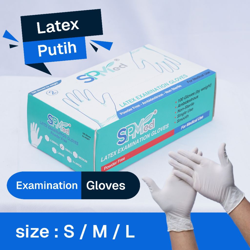 Handscoon Sarung Tangan Latex Putih - Spmed Gloves exam/medis/food
