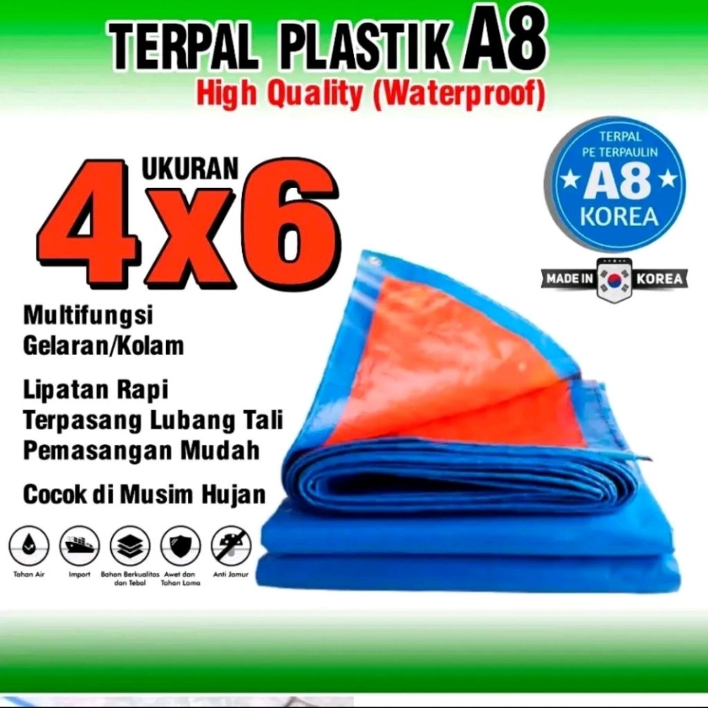 TERPAL KOREA 4x6 METER BISAUNTUK JEMUR PADI REMPAH GABAH TIKAR ALAS BARANG TUTUP BARANG TIKAR TENDAJ