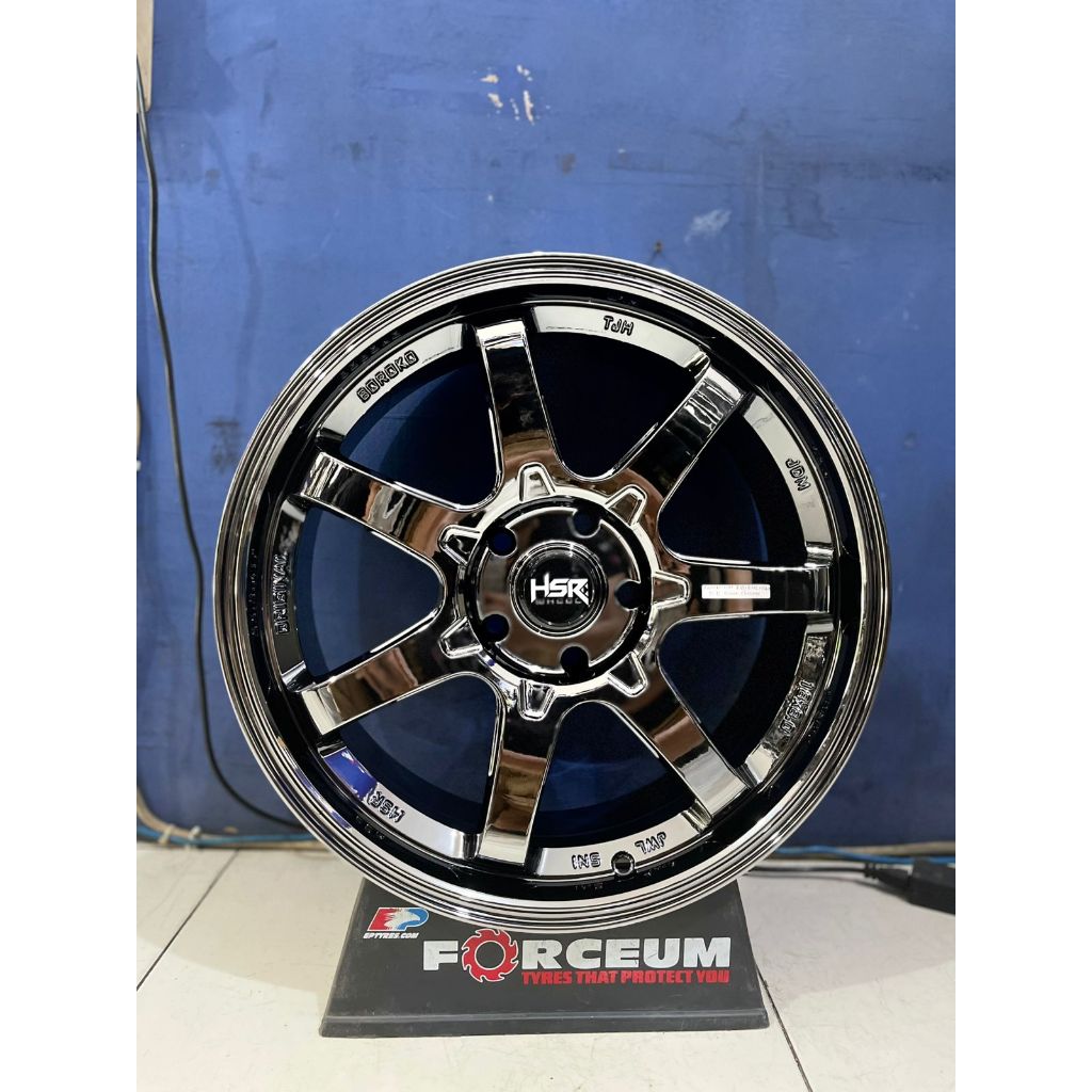 HSR Tjh R18 untuk mobil Raize, Avanza - Velg Ring 18 Black Chrome palang tujuh - Pelek racing