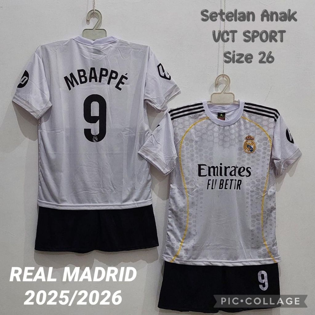 Setelan Jersey Sepak Bola Futsal Anak Warna Putih Hitam Usia 1-12 Tahun Kualitas Sablon