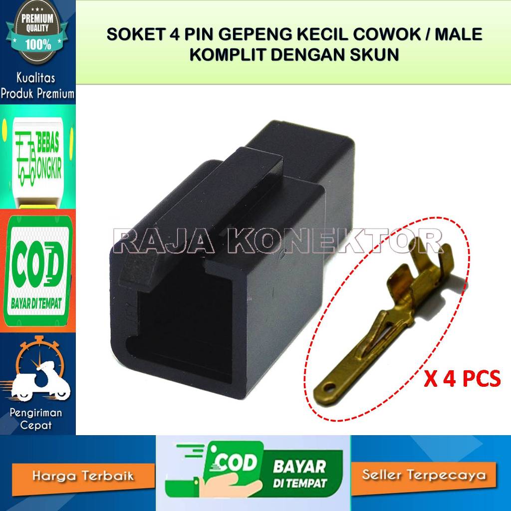 SOCKET KABEL MOTOR 4 PIN KECIL HITAM COWO-SOCKET –SOCKET KABEL–4 PIN- SOCKET KABEL - SOCKET KABEL