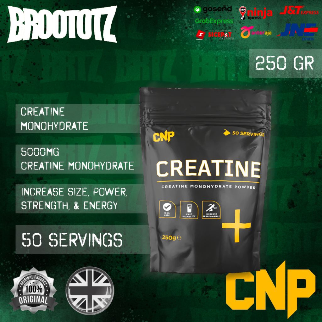 CNP Creatine Unflavored 50 Servings 250gr Unflavored Creatine Monohydrate Powder Suplemen Gym Suplem