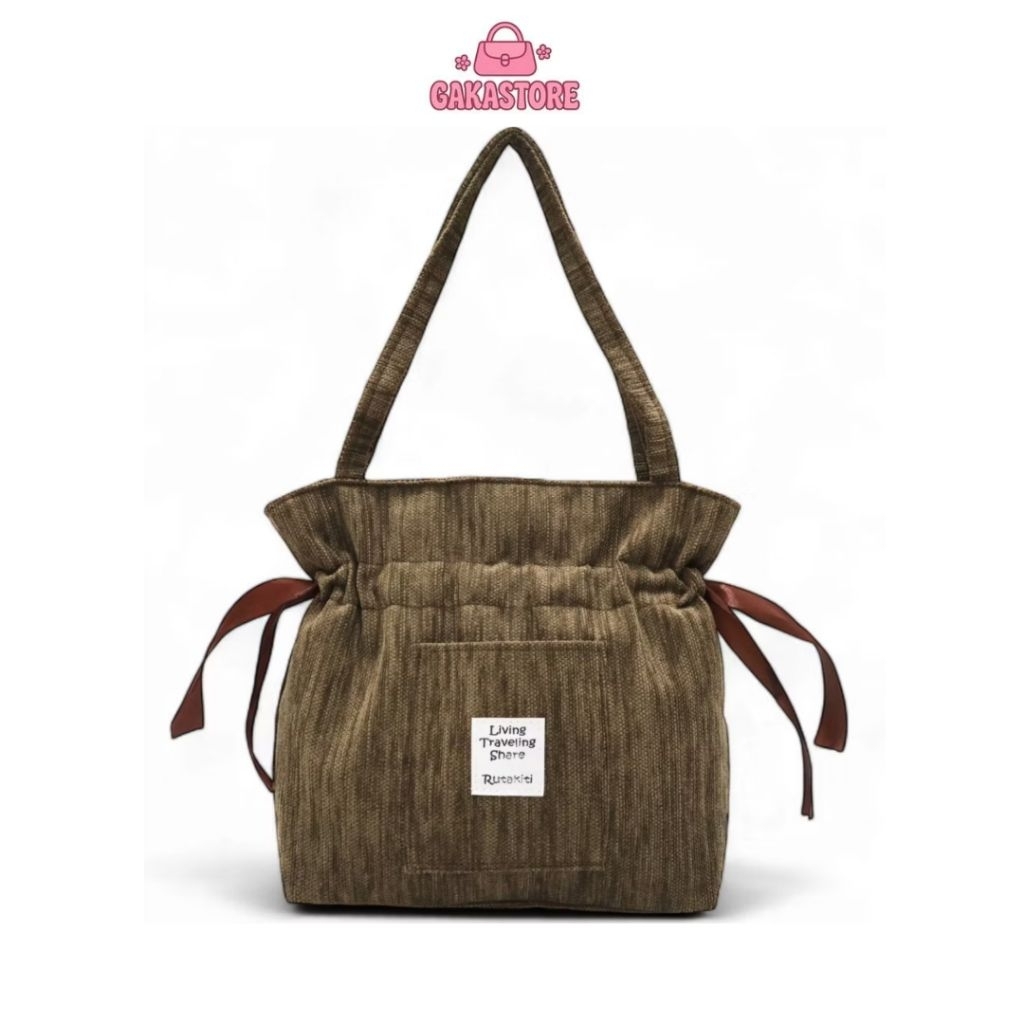 TOTEBAG KULIAH SERUT PITA TAS KULIAH KANVAS - tas totebag kanvas polos