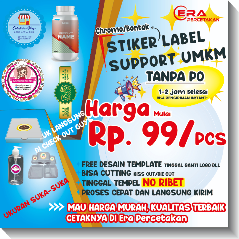 

Cetak Stiker Logo Label Makanan Minuman Bahan Sticker Bontak stiker UMKM stiker murah