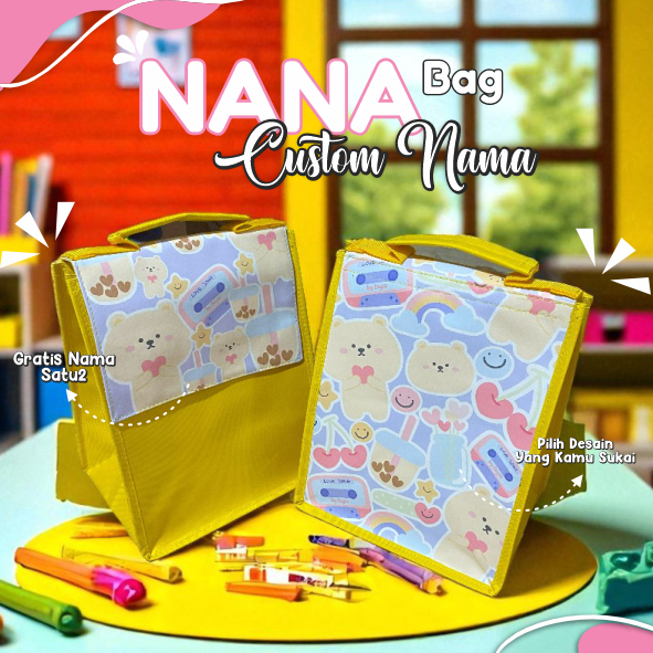 

Tas Goodie Bag Anak Ultah – Model Nana Bag Premium, Bisa Custom Nama, Bahan Tebal