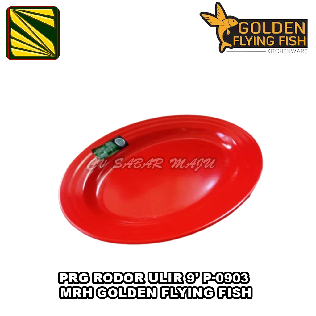 Golden Flying Fish Piring Ulir Oval / Piring Lodor Ulir / Piring Sajian Melamin