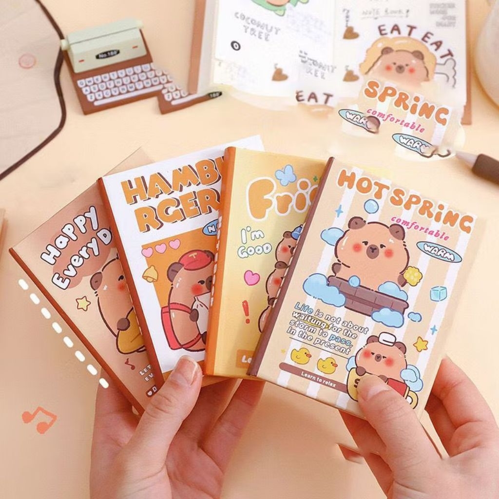 

Notebook Polos Capybara Mini/ Hard Cover Diary Kecil Motif Buku/ Buku Tulis Catatan Lucu