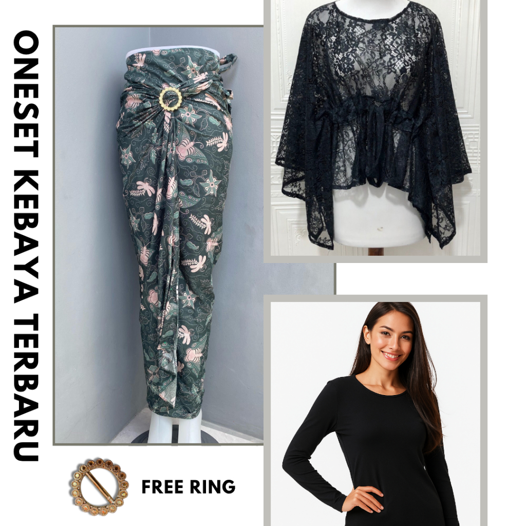 Oneset Setelan Kebaya Renda Princes Modern Kebaya Wanita Mewah Terbaru One Set Outer Brukat Pita Ser