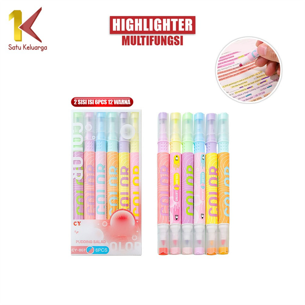

EC Satu Keluarga Highlighter Pastel 2 Sisi Isi 6pcs 12 Warna A114 Spidol Pen Marker Penanda Teks Set