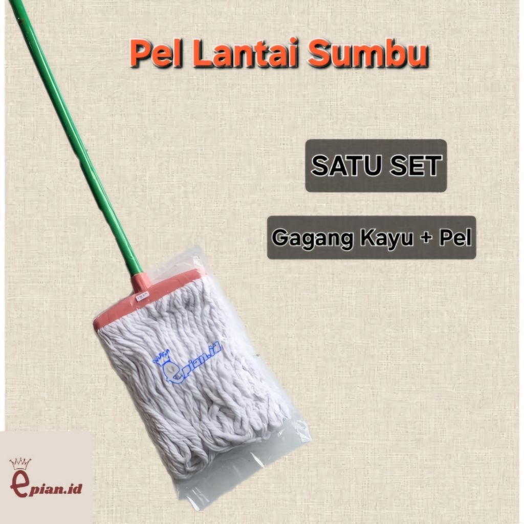 Pel Lantai Gagang Kayu Sumbu/ Pel Lantai Murah / Pel Sumbu