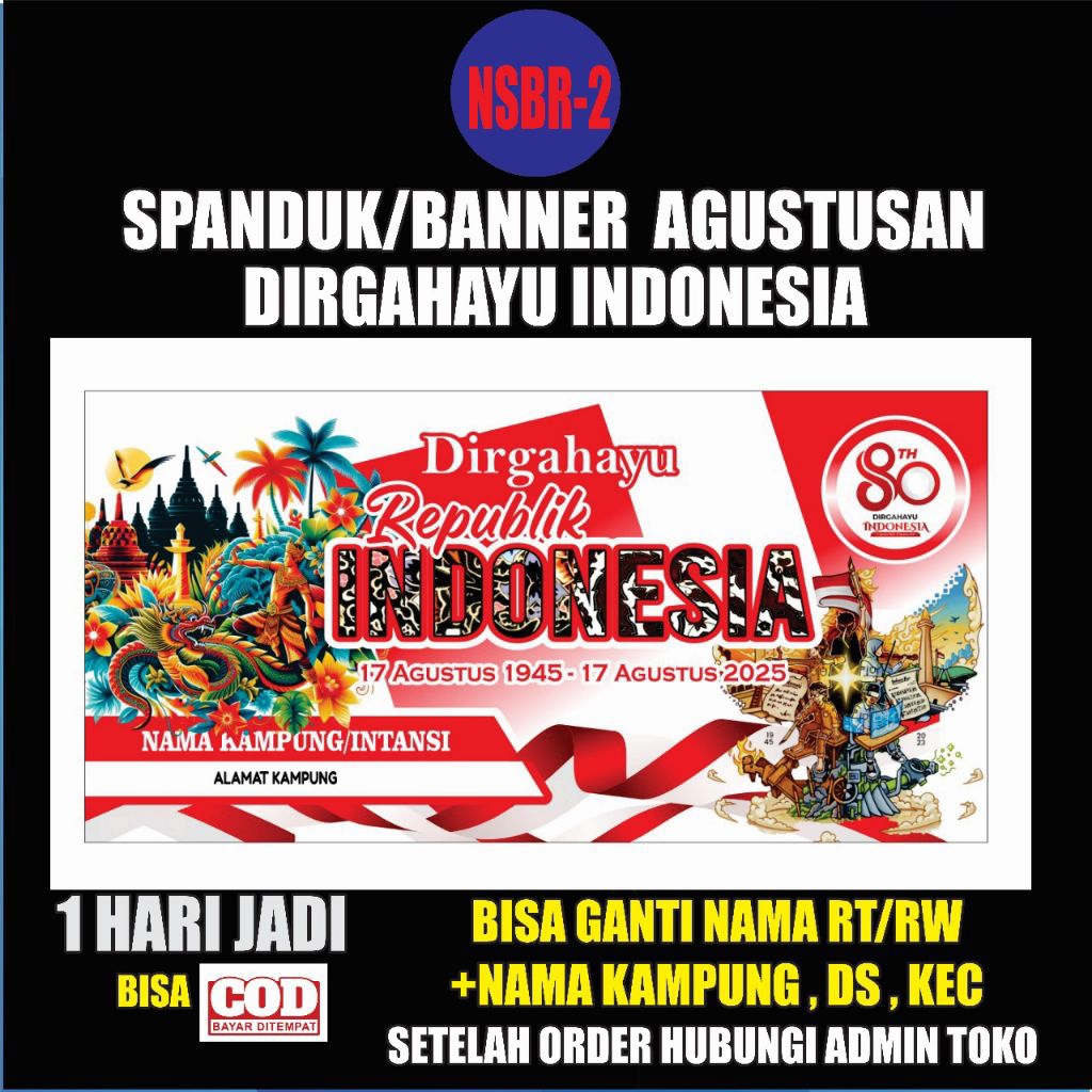 Spanduk / Banner 17 Agustus / spanduk dirgahayu kemerdekaan / dirgahayu ke-80