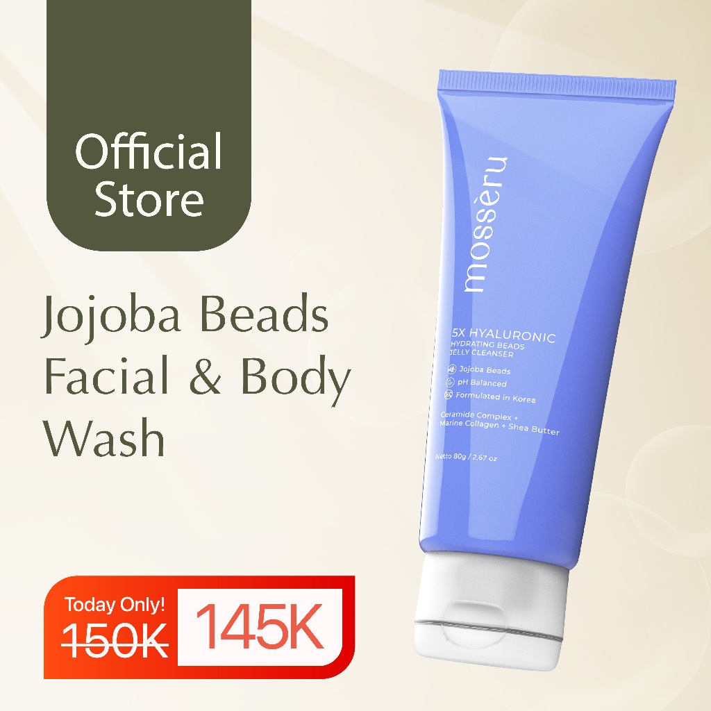 (QH) MOSSRU Facial Wash 5X Hyaluronic Hydrating Beads Jelly Cleanser Jojoba Beads 5X Hyaluronic Acid
