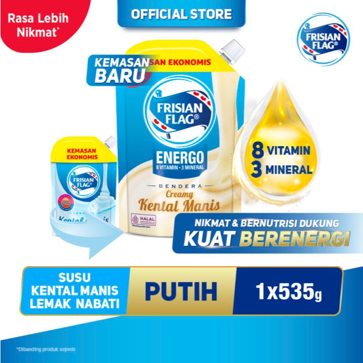 

Kemasan Baru Frisian Flag Krimer Kental Manis Pouch 535g – Kental Manis Rasa Original