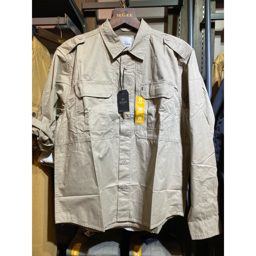 Kemeja Mgee Outdoor Tactical Lengan Panjang Bahan Katun Twill Warna Khaky 100% Original Gordon ckpr 