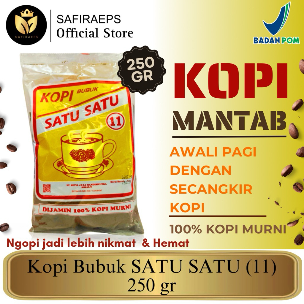 

Kopi Bubuk Satu Satu 11 250gr BPOM - 100% Kopi Murni Kopi Satu Satu