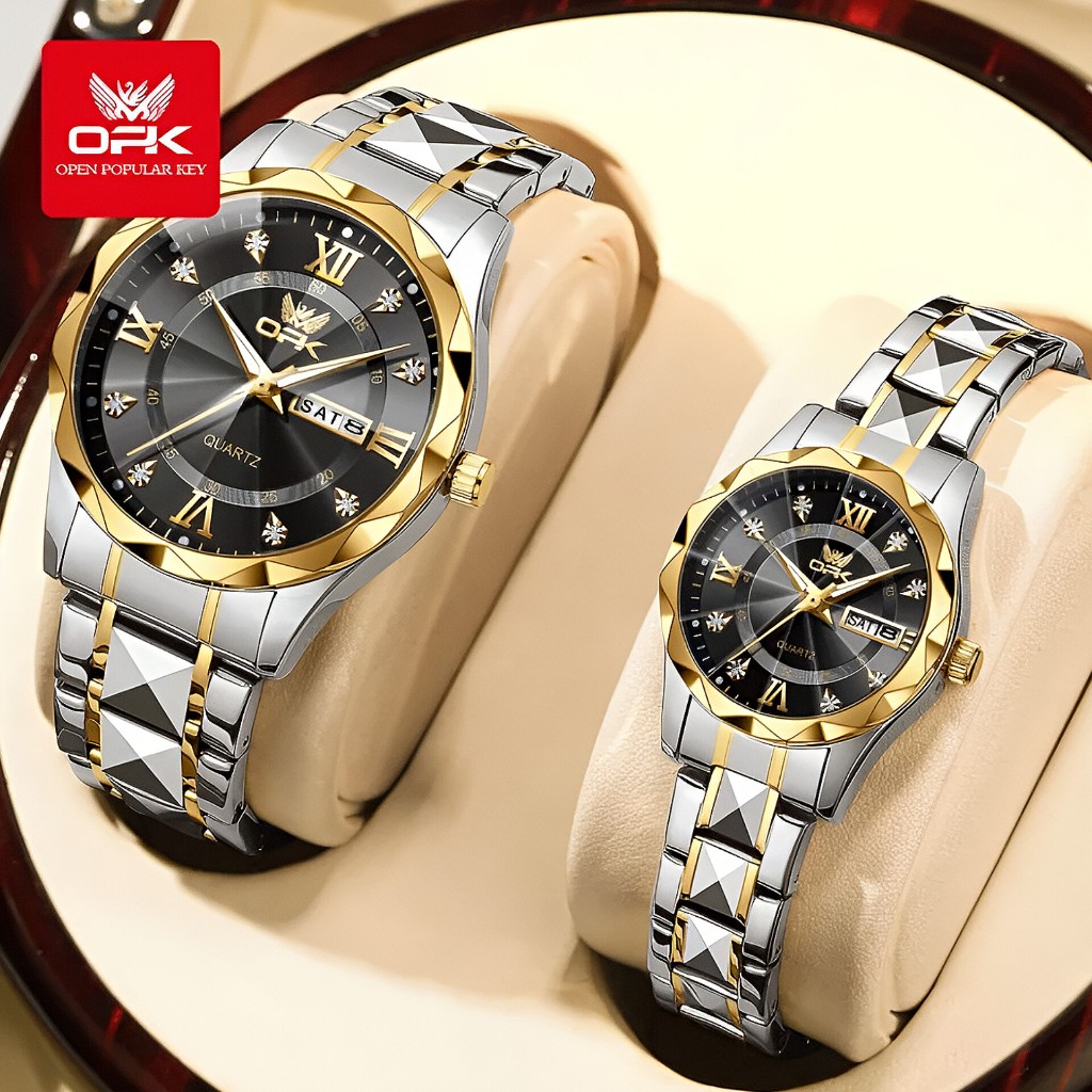Jam Tangan OPK Couple Anti Air Original Stainless Steel Pasangan Mewah Bisnis Fashion Couple Watch